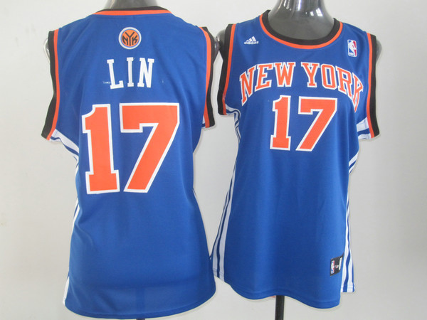 2017 Women NBA New York Knicks #17 Lin blue jerseys->women nba jersey->Women Jersey